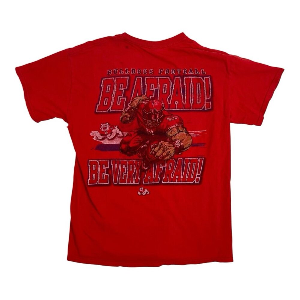 Vintage Fresno State Bulldogs Football T-Shirt Size M “Be Afraid” Y2K